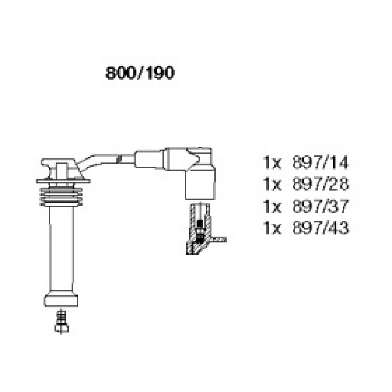 Провода зажигания Ford Connect 1.8 16V 02- (к-кт) (800/190)