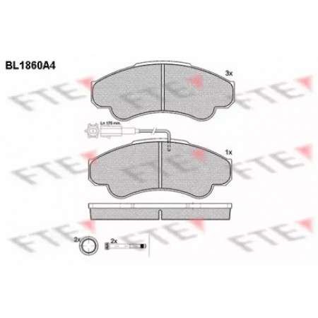 Колодки тормозные (передние) Citroen Jumper/Fiat Ducato/Peugeot Boxer 94- R16 (с датчиком) (BL1860A4)