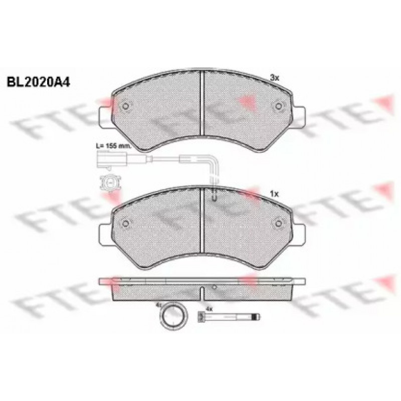 Гальмівні колодки (передні) Citroen Jumper/Fiat Ducato/Peugeot Boxer 2.0-3.0HDi 06- R16(с датчиком) (BL2020A4)