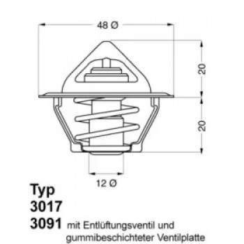 Термостат Opel Ascona/Kadett/Olympia 1.0-1.3 -82 (87C) (больше не поставляется) (3017.87D50)