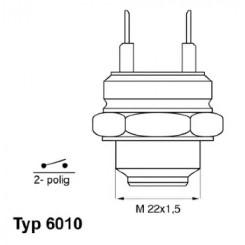 Датчик включения вентилятора VW Caddy II 1.6 96-00 (2 конт.) (95-90°C) (6010.95D)