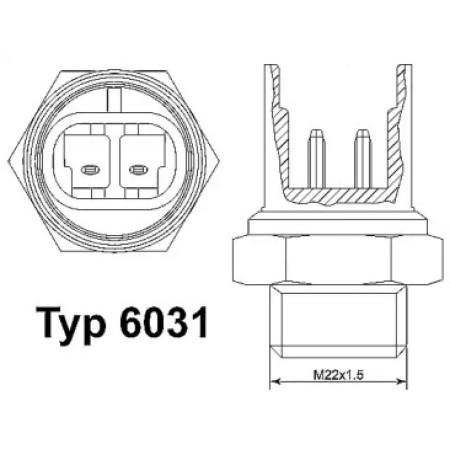 Датчик включения вентилятора Opel Combo 1.4/1.7D (2 конт.) (100-95°C) (6031.100D)