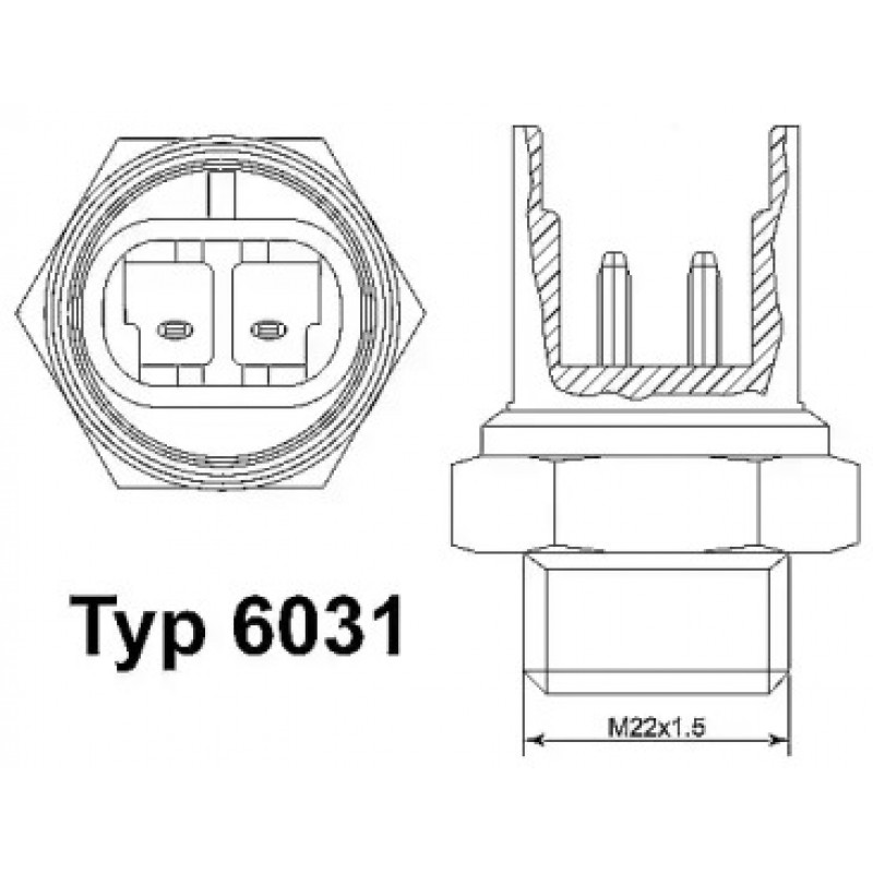 Датчик увімкнення вентилятора Opel Combo 1.4/1.7D (2 конт.) (100-95°C) (6031.100D)