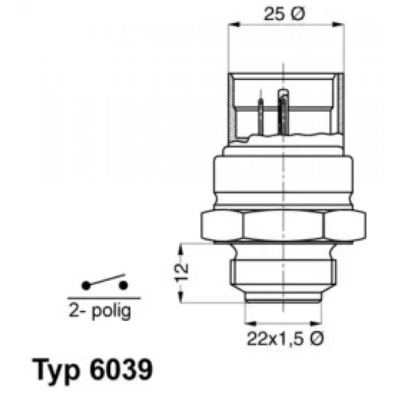 Датчик включения вентилятора VW Caddy II 1.7SDI 96-00 (95-84°С) (6039.95D)