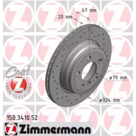 Диск гальмівний (задній) BMW 7 (E65/E66/E67) 01-08 (324x20) (с покрытием) (с отверстиями) (вент.) (150.3410.52)