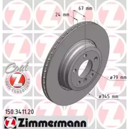 Диск гальмівний (задній) BMW 7 (E65/E66/E67) 01-08 (345x24) (с покрытием) (вентилируемый) (150.3411.20)