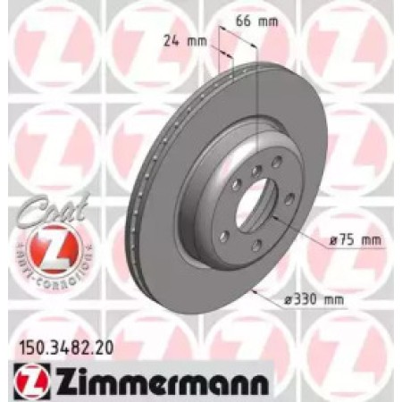 Диск тормозной (передний) BMW 5 (F10/F11) 10- (330x24) (с покрытием) (вентилируемый) (150.3482.20)