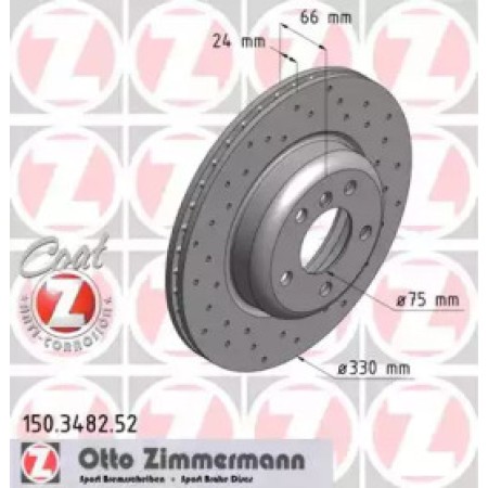 Диск гальмівний (передний) BMW 5 (F10/F11) 10- (330x24) (с покрытием) (с отверстиями) (вентилируемый) (150.3482.52)