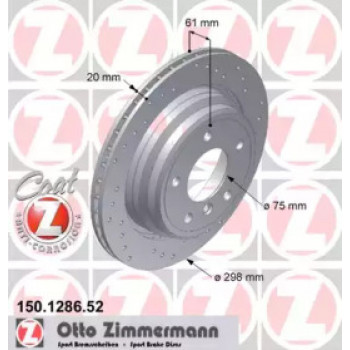 Диск тормозной (задний) BMW 5 (E39) 95-03 (298x20) (с покрытием) (с отверстиями) (вент.) (150.1286.52)