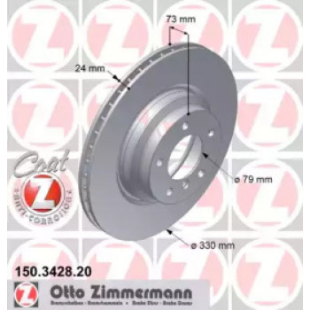 Диск тормозной (передний) BMW 1 (E81/87/ 3 (E90-93) 04-13/X1 (E84) 09-15 (330x24) (вентилируемый) (150.3428.20)