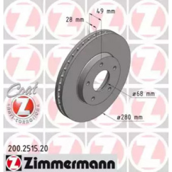 Диск гальмівний (передний) Nissan Almera/Primera/X-Trail 01-13 (280x28) (с покрытием) (вентилируемый) (200.2515.20)