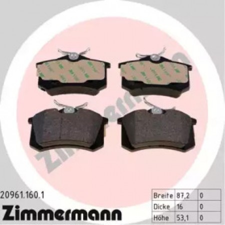 Колодки тормозные (задние) Citroen C3/C4 09-/Renault Scenic/Megane 99- (87x53x16) (Lucas) (20961.160.1)