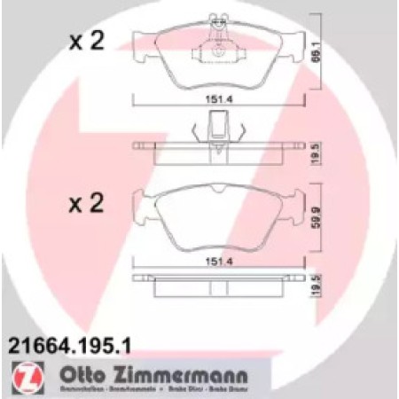 Колодки гальмівні (передні) MB E-class (W210) 95-02 (Ate-Teves) (21664.195.1)