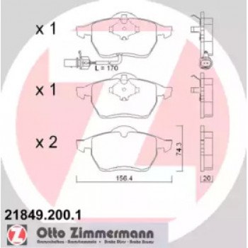 Колодки гальмівні (передні) Seat Alhambra/VW Sharan 1.8-1.9TDI 95-10 (Ate - Teves)/(с датчиком) (21849.200.1)