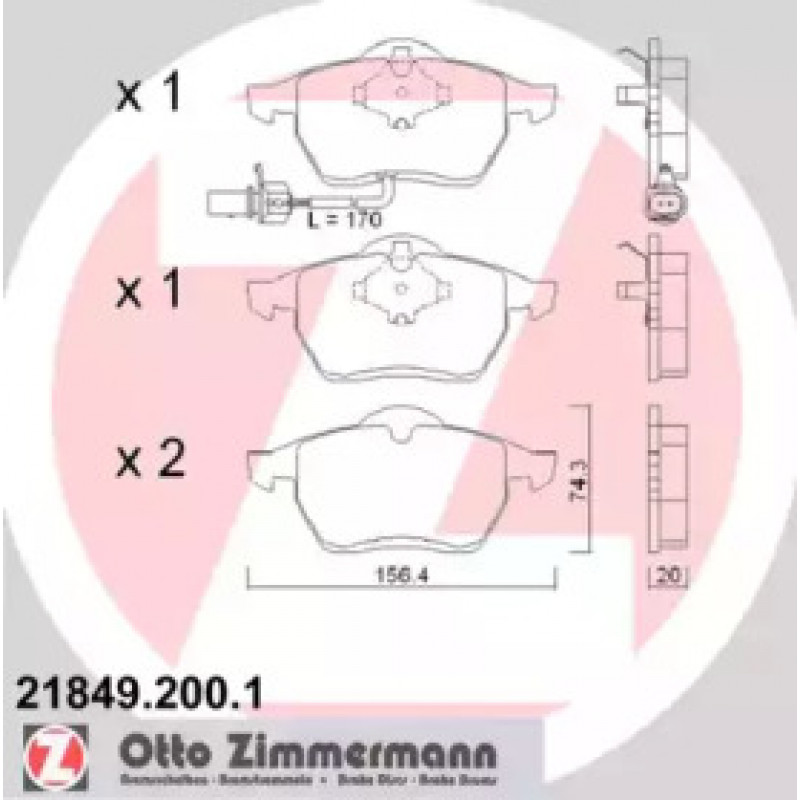 Колодки тормозные (передние) Seat Alhambra/VW Sharan 1.8-1.9TDI 95-10 (Ate - Teves)/(с датчиком) (21849.200.1)