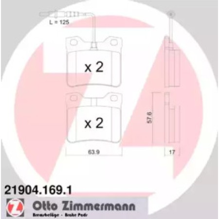 Колодки тормозные (задние) MB Vito (W638)/Peugeot 605 2.0/2.1D-2.5D 89- (Ate) (с датчиками) (21904.169.1)