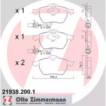 Колодки гальмівні (передні) Audi A6 97-05 (Teves) (с датчиком) (21938.200.1)
