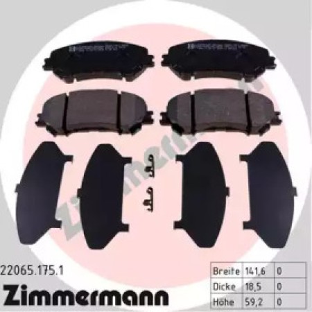 Колодки тормозные (передние) Nissan Qashqai II/X-Trail/ Renault Kadjar 13- (141.9x59.8x18) (Akebono) (22065.175.1)