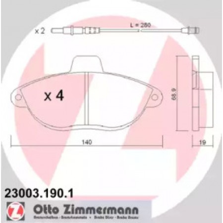 Колодки гальмівні (передні) Fiat Scudo/Peugeot Expert 96- (Bendix-Bosch)/(с датчиками) (23003.190.1)