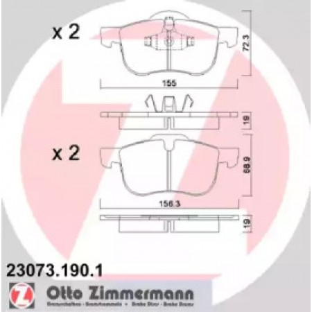 Колодки тормозные (передние) Volvo S60/S80 2.0/2.4 D/T 98-10 (Ate-Teves) (23073.190.1)