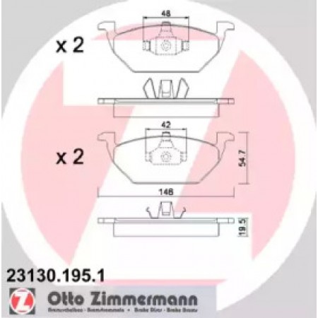 Колодки гальмівні (передні) Audi A3 97-03/Skoda Fabia I/VW Golf 97-08  (ушки вверх) (Ate-Teves) (23130.195.1)