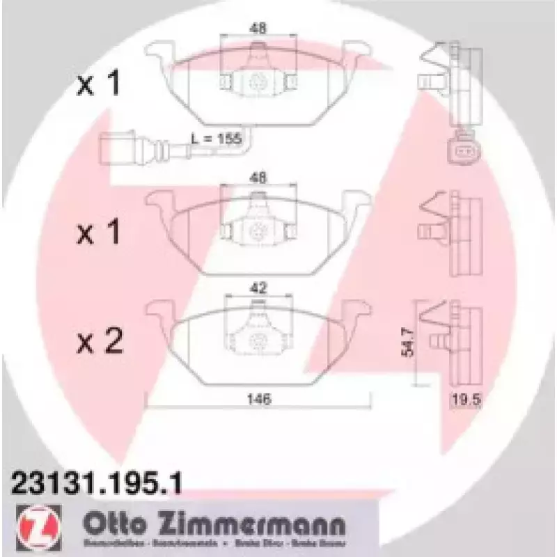 Колодки тормозные (передние) VW Caddy 03-15 (Ate-Teves) (с датчиком) (23131.195.1)