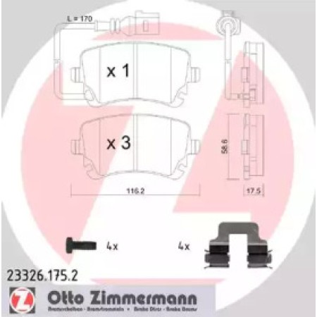 Колодки тормозные (задние) VW T5 (Lucas) (с датчиком) (с аксессуарами) (23326.175.2)