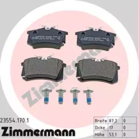 Колодки тормозные (задние) VW Caddy III 04-/Peugeot 308 09-/Citroen C4 09- (Lucas) (87.2x53.1x17) (23554.170.1)