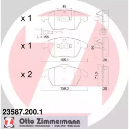 Колодки гальмівні (передні) VW Caddy 03-15 (с датчиком) (Ate - Teves) (23587.200.1)