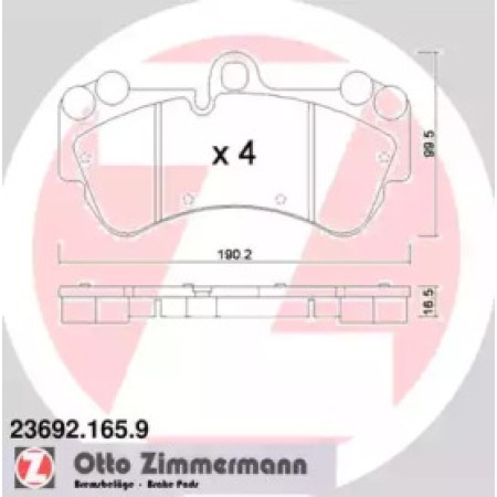 Колодки тормозные (передние) Porsche Cayenne/VW Touareg 02-10 (Brembo) (190x99,5x16.7) (23692.165.9)