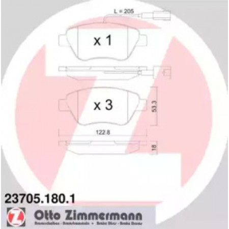 Колодки гальмівні (передні) Fiat Doblo/Citroen Nemo/Peugeot Bipper 08- (Bendix-Bosch) (с датчиком)  (23705.180.1)
