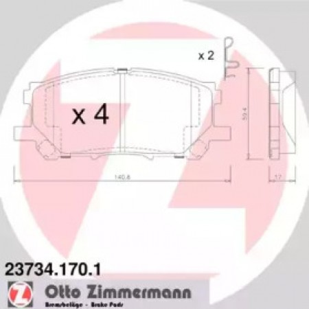 Колодки гальмівні (передні) Lexus RX 03-08 (140.8x59.4) (Sumitomo) (23734.170.1)