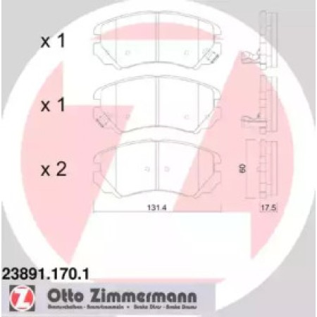 Колодки тормозные (передние) Hyundai Sonata/Tucson/Kia Sportage 01- (Akebono) (23891.170.1)