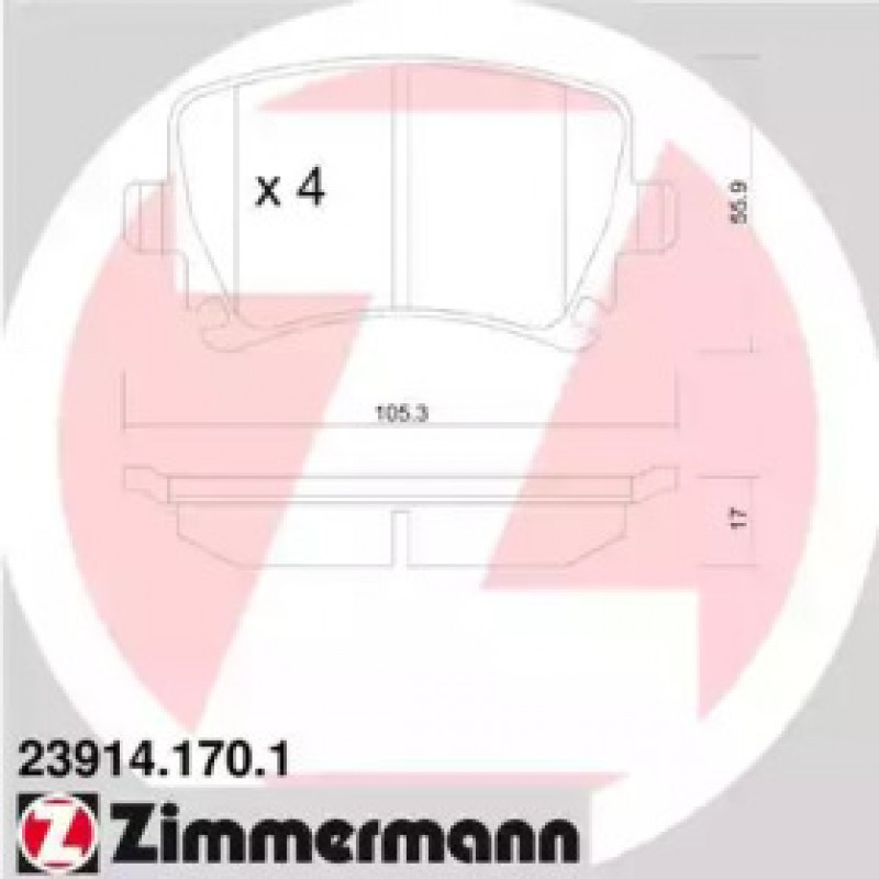 Колодки гальмівні (задні) VW Caddy 03- (Lucas-Girling) (23914.170.1)