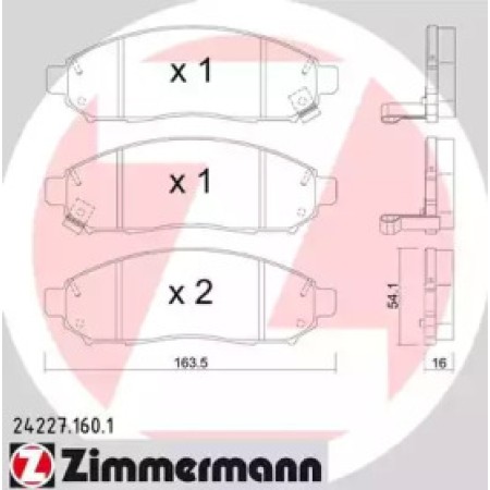 Колодки тормозные (передние) Nissan Partfinder 05-/NP300 05 (163.5x54.1x16) (Sumitomo) (24227.160.1)