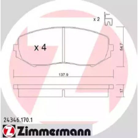 Колодки тормозные (передние) Suzuki Grand Vitara 1.3-3.2 98- (24346.170.1)