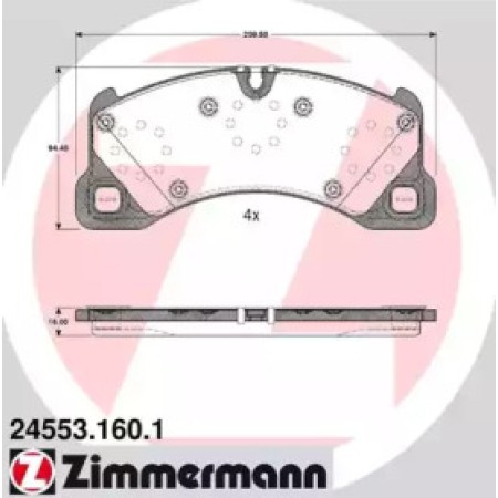Колодки тормозные (передние) Porsche Cayenne 07-/VW Touareg 02- (Brembo) (24553.160.1)