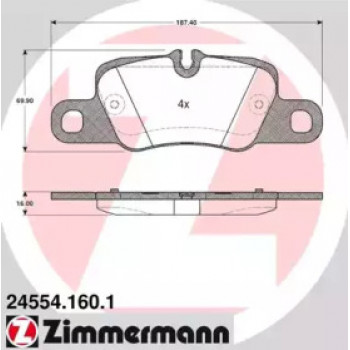 Колодки тормозные (задние) Porsche 911/Panamera 09- (Brembo) (24554.160.1)