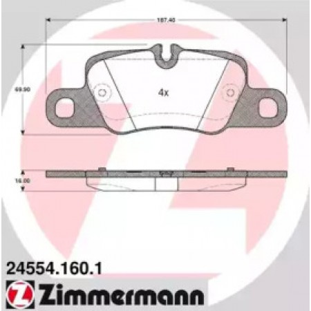 Колодки тормозные (задние) Porsche 911/Panamera 09- (Brembo) (24554.160.1)