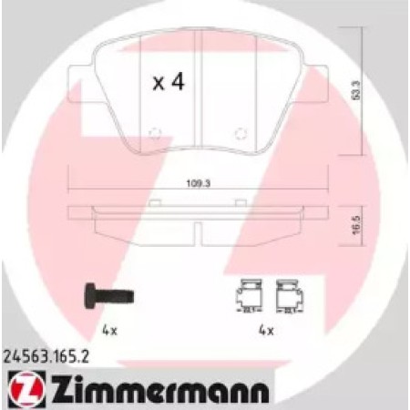 Колодки гальмівні (задні) VW Caddy III/Golf VI/VII/Touran 10- (Bosch) (с аксессуарами) (24563.165.2)