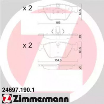 Колодки тормозные (передние) BMW 5 (F10/F11) 09-16 (Ate-Teves) (24697.190.1)