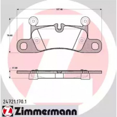 Колодки тормозные (задние) VW Touareg/Porsche Cayenne 10- (187.4x76x17) (Brembo) (24721.170.1)