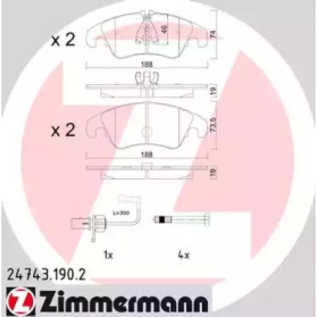 Колодки тормозные (передние) Audi A6/A7/Q5 07- (Girling) (с датчиком) (24743.190.2)
