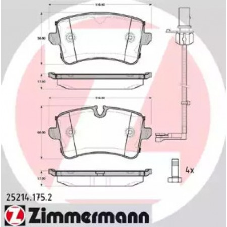 Колодки тормозные (задние) Audi A4/A5/A6/A8 09- / A7 Sportback 13-18 (Lucas) (с датчиками) (25214.175.2)