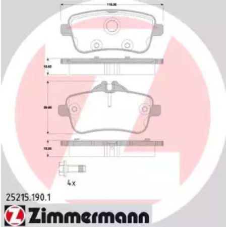 Колодки тормозные (задние) MB M-class (W166)/GL-class (X166)/AMG (W176) 2.1D-5.5 11- (TRW) (25215.190.1)