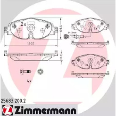Колодки тормозные (передние) VW Golf VII/VIII/Passat/Seat Leon 12- (TRW) (с датчиком) (25683.200.2)