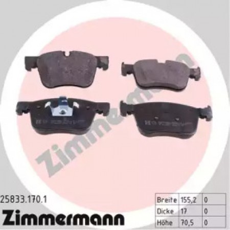 Колодки гальмівні (передні) Citroen C4/Peugeot 308 13- (Teves) (25833.170.1)