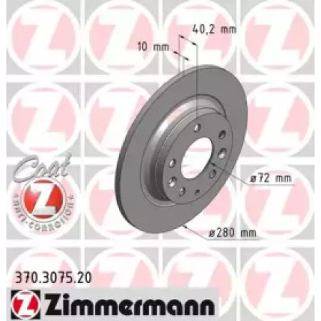 Диск тормозной (задний) Mazda 6 02-13/MX-5 05-14 (280x10) (с покрытием) (370.3075.20)