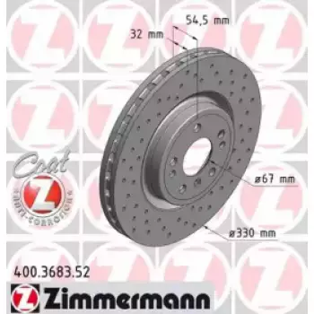 Диск гальмівний (передний) MB M-class (W166) 11-15/GLE (W166) 15-19 (330x32) (с покр)(с отверс)(вент) (400.3683.52)