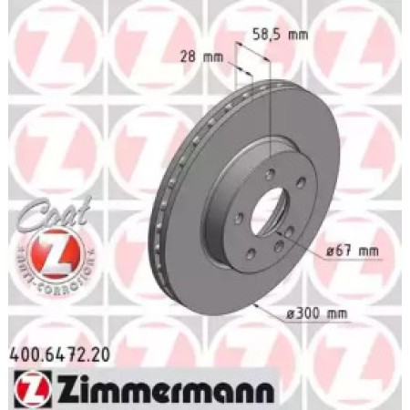 Диск тормозной (передний) MB Vito (W639) 03- (300x28) (с покрытием) (вентил.) (400.6472.20)